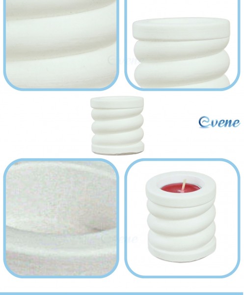 Beyaz Mumluk Şamdan 3 Adet Tealight ve İnce Mum Uyumlu Spiral Model